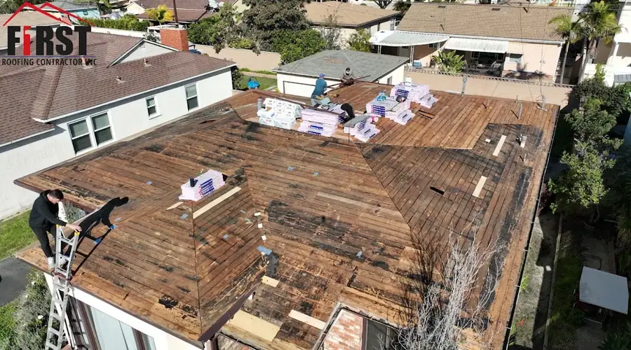 Work by First Roofing Contractor Inc. in Reseda, California